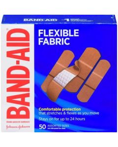 BAND-AID FLEXIBLE FABRIC BANDAGES ASSORTED 50