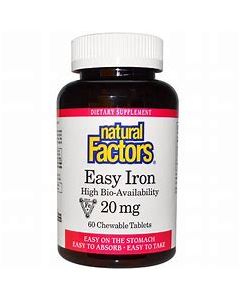 Natural Factors Easy Iron 20mg 60T Chewable