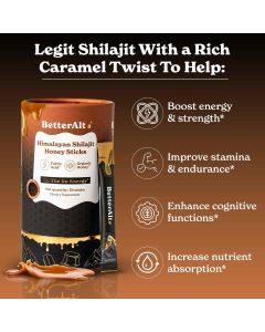 BetterAlt Shilajit Honey Sticks Caramel.